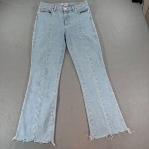 PAIGE Colette Crop Flare Jeans Womens 29 Light Wash Raw Hem Seamed Denim